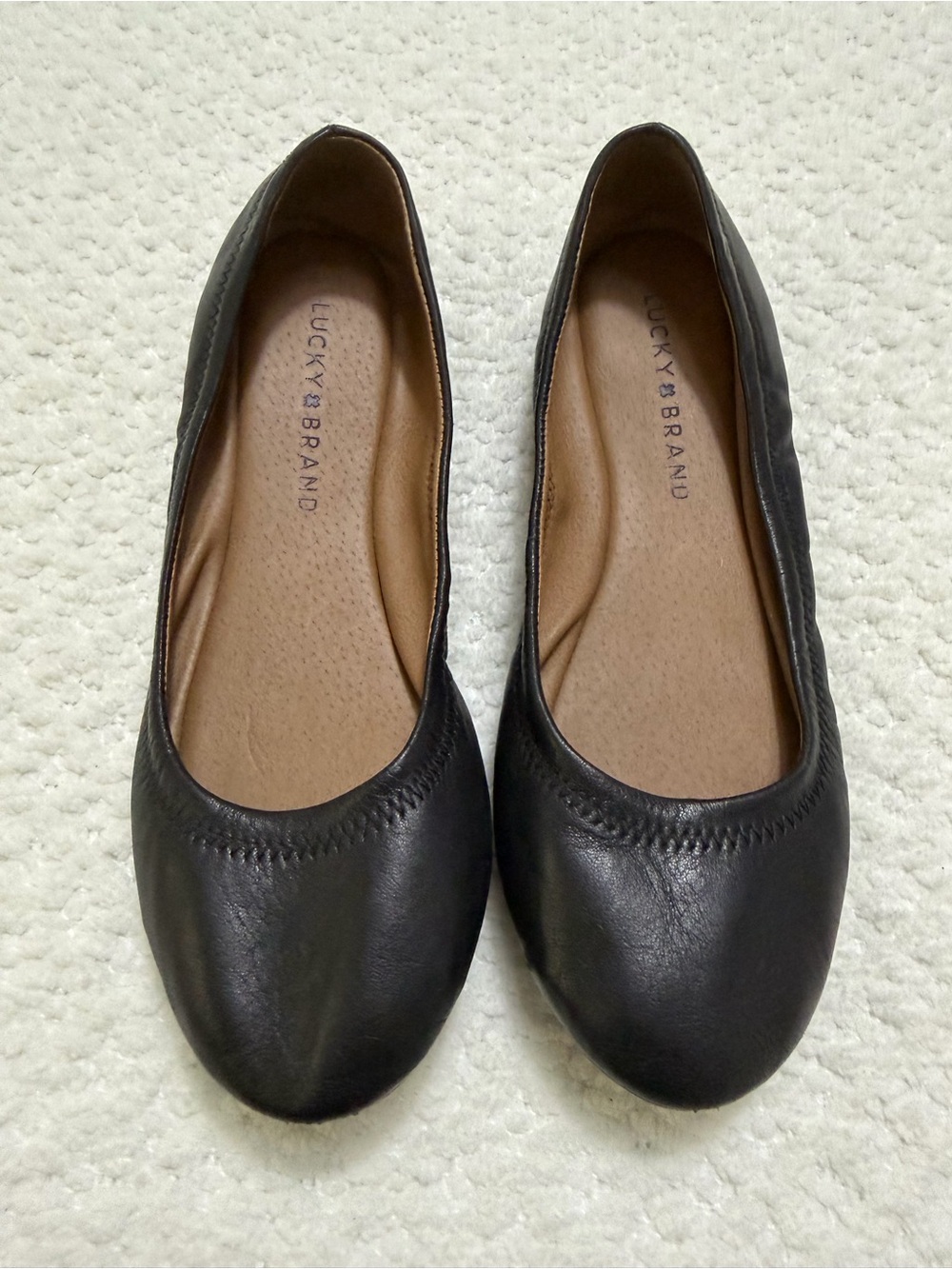 Lucky Brand Emmie Ballet Black Leather Flats Women’s Size 6.5